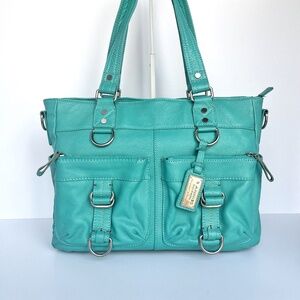 3 Annies Audrey Lu Leather Camera Bag in Turquoise